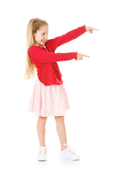 Fototapeta premium Girl: Young Girl Gestures To Side