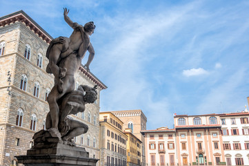 Rape of the Sabines sculpture by Giambologna in Florence, Italy