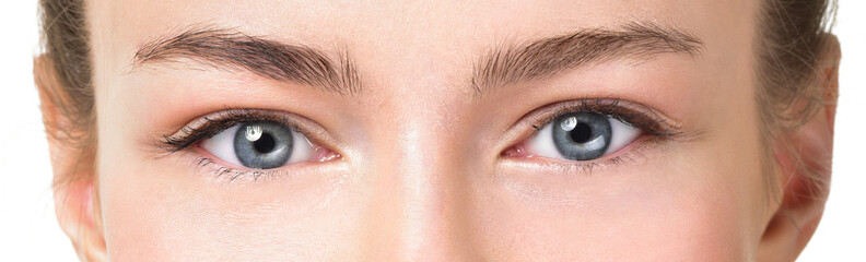 Fototapeta na wymiar Closeup shot of woman eye with day makeup