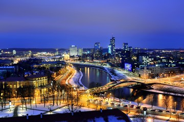 Fototapeta na wymiar Vilnius Winter Panorama From Gediminas Castle Tower