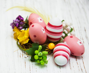 Easter eggs in a nest