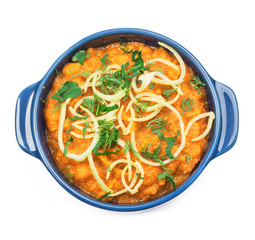 Pumpkin soup in bowl