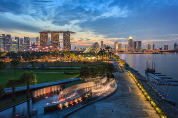 Singapore Skyline and view of Marina Bay