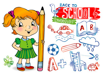 Fototapeta na wymiar Funny doodles - Back to school.