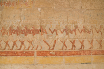 Hieroglyphs and paintings at Hatshepsut temple