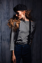 Obraz premium Young fashion woman. French style.