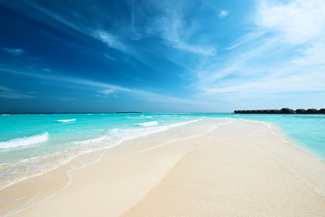Beautiful beach with sandspit at Maldives