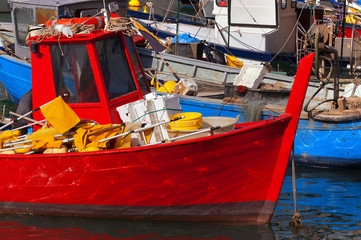 Fototapeta na wymiar Fishing Boats in the Harbor - Liguria Italy