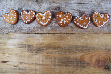 Gingerbread heart-shaped cookies