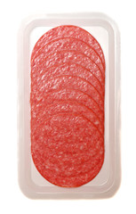 Sliced sausage in the package