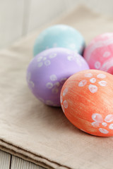 Obraz na płótnie Canvas easter eggs with flowers, handmade painted eggs