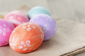 easter eggs with flowers, handmade painted eggs
