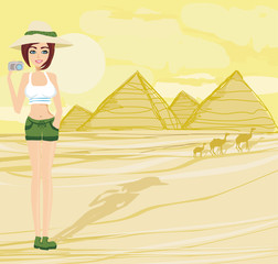 Nature Photographer taking pictures in Giza built for the pharao