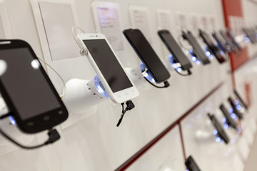 new mobile phones in showroom