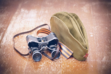 George Ribbon, forage cap, binoculars.May 9 Victory Day