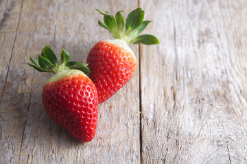 Strawberry on wood