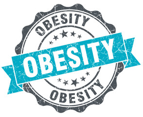obesity vintage turquoise seal isolated on white