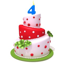 Birthday cake with number four