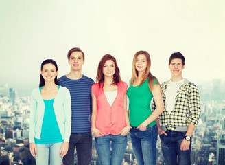 group of smiling students standing