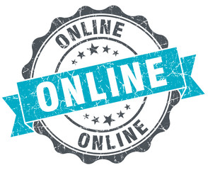 online vintage turquoise seal isolated on white