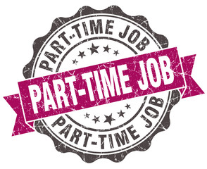 Fototapeta premium part-time job grunge violet seal isolated on white