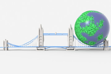 Tower Bridge 3D con pianeta