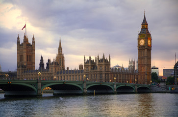Naklejka premium LONDON, UK - July 21, 2014: Big Ben and houses of Parliament