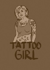 Fototapeta na wymiar Tattoo girl vintage