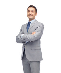 happy smiling businessman in suit