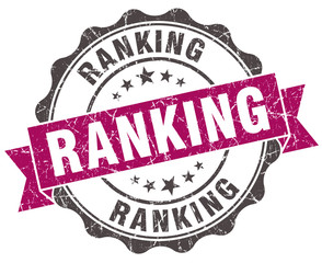 ranking grunge violet seal isolated on white