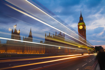 Fototapeta na wymiar LONDON, UK - July 21, 2014: Big Ben and houses of Parliament
