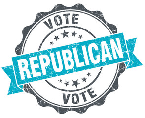 republican vintage turquoise seal isolated on white