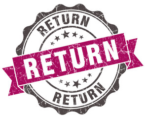 return grunge violet seal isolated on white