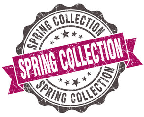 spring collection grunge violet seal isolated on white