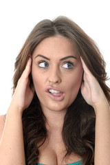 Fototapeta premium Attractive Young Woman Pulling Silly Faces