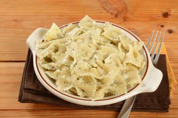 Pasta with basil pesto sauce