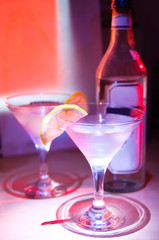 lemon on cocktail in club