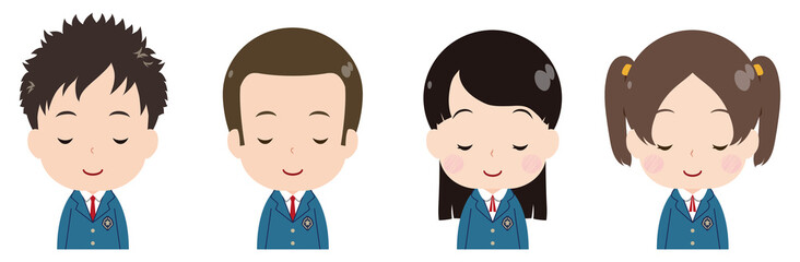 学生　ブレザー　目を閉じる