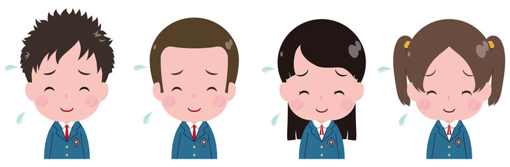 学生　ブレザー　照れ笑い