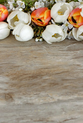 Tulpen auf Holzhintergrund