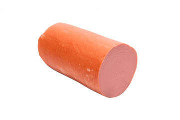 one boiled sausage  on white background