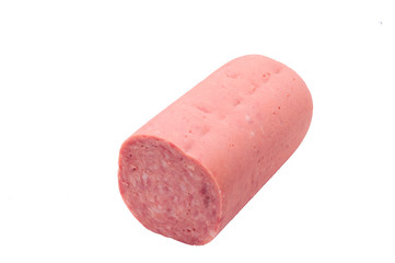 one boiled sausage  on white background