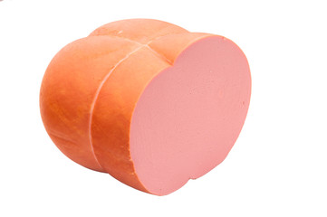 one boiled sausage  on white background