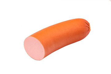 one boiled sausage  on white background