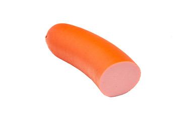 one boiled sausage  on white background