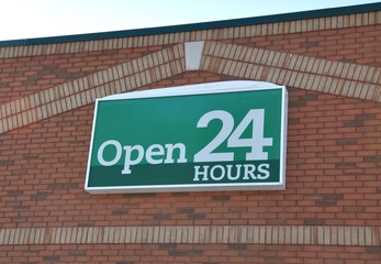 Open 24 hours sign