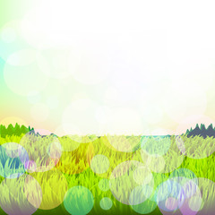 Abstract background with grass and bokeh. Vector. 1