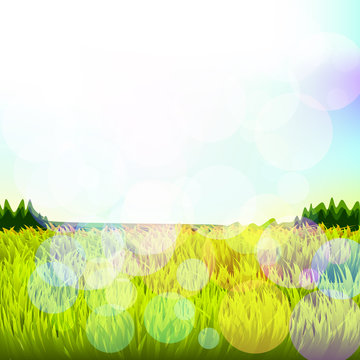 Abstract background with grass and bokeh. Vector. 3 © zozulinskyi
