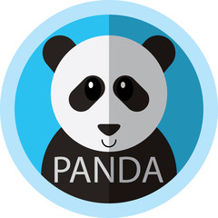 Cute Panda bear cartoon flat icon avatar round circle