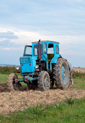 blue old tractor